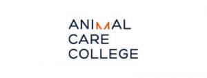 Logo for Animal Care College features the words ANIMAL CARE COLLEGE in bold uppercase navy blue on white, with the “M” in ANIMAL highlighted in orange, capturing the distinctive identity of Animal Care College.