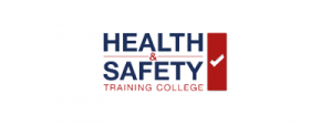 Logo for Health & Safety Training College, featuring bold blue text, a red ampersand, and a red rectangle with a white tick to the right of "Health & Safety Training College.