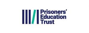 Logo of Prisoners' Education Trust featuring five vertical bars—one green and four blue—placed beside the organisation’s name in bold blue text on a white background.